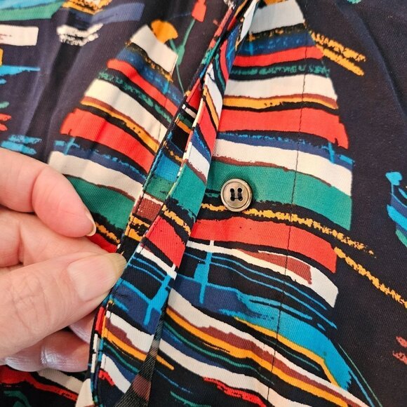 Soft Surroundings Size Large Multicolor Sailboat on Navy Blue Long Sleeve Shirt - Picture 4 of 11